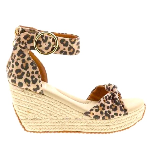 Volatile leopard knotted shewolf espadrille wedges size 9 - Picture 1 of 6